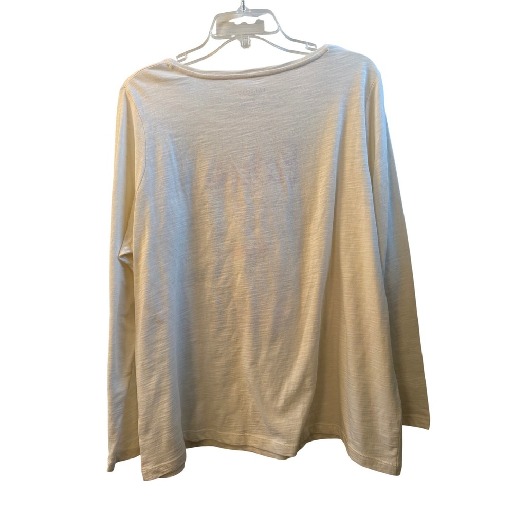 Talbots Woman Paris Graphic Tee Cream Slub Cotton Long Sleeve Top 1X - Picture 2 of 7